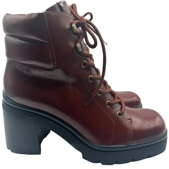 Jeffrey Campbell Hikes Block Heel Bootie In Brown. Sz: 8.5